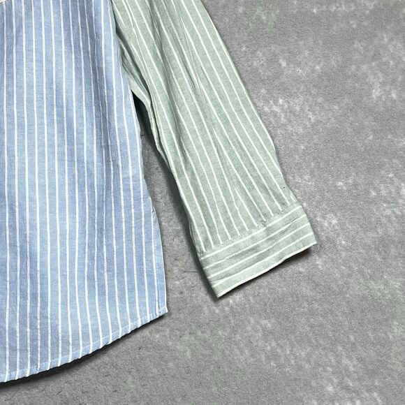 Entro Button Down Top Womens Large Multicolored Colorblock Stripe Button Down - Picture 5 of 13